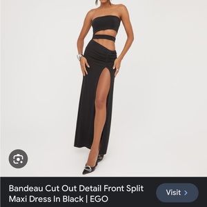 Ego Bandeau Cut Out Front Split Maxi Dress